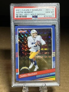 RARO!!! Mosaico olografico Justin Herbert PSA 10 POP 1 2021 Chiaramente Donruss Retro 2001 - Foto 1 di 2
