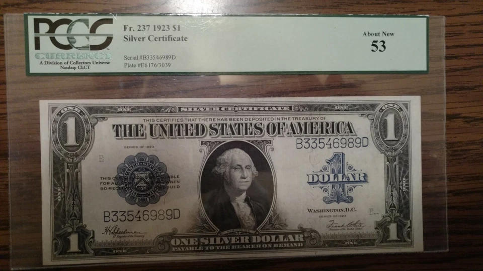 Fr-237 1923 $1.00 Silver Certificate PCGS About New 53.  - Image 1 of 4