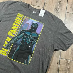 Black Panther T Shirt Mens XXL Gray Marvel Retro Comic Movie Graphic Tee NEW - Picture 1 of 6