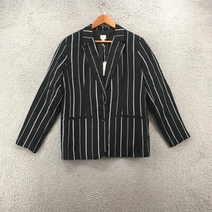A New Day Coat Jacket Womens 16 Blazer Double Button Pocket Black Linen NEW - Picture 1 of 18