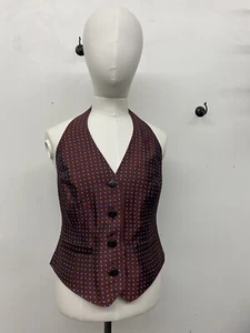 Stunning WORTH New York Satin Tie Print Halter Button Vest Top Size 0 - Picture 1 of 12