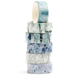 6 Rolls Floral Gold Washi Tape Set Silver Foil Masking Tape Decorative for Arts, - Picture 1 of 7