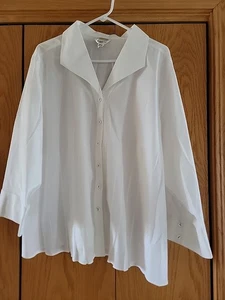 Talbots Women's White Wrinkle Resistant Cotton Blend Blouse Shirt Top Plus 22W - Picture 1 of 4