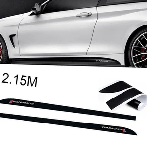 PerFitsmance 2.15M Glossy Black Side Skirt Sill Decal Stripe Stickers Fits BMW - Picture 1 of 6