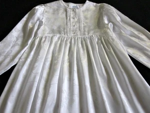 Vintage Erika Taylor Long Cosy Ivory Floral Cuddleskin Satin Gown M 34-38+ - Picture 1 of 8
