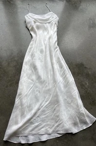 Betsy & Adam Vintage 90s White Shimmer Wedding Bridal Prom Evening Dress Gown 4 - Picture 1 of 21