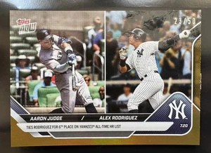 Aaron Judge/Alex Rodríguez 6to Lugar Yankees HR Lista DORADO 23/50 Topps Ahora 443 - Imagen 1 de 6