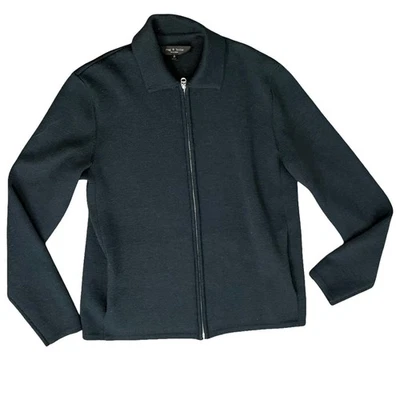 Rag & Bone Navy Blue Melrose Merino Wool Full Zip Collar Sweater Jacket Size S - Image 1 of 4