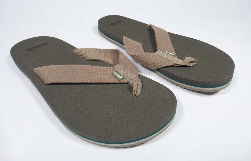 Sandalias Sanuk Para Hombre Talla 9 Sin Cordones Punta Abierta Tanga Acogedor Apilador Correas Chanclas Foto 1 de 4