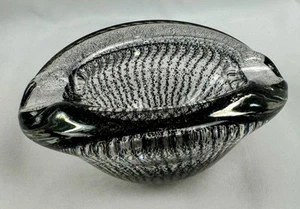 Vtg Archimede Seguso Murano Bullicante Black & Clear Art Glass Bowl or Ashtray - Picture 1 of 19