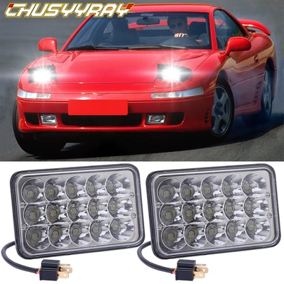 Par de faros LED 4x6" haz H4666 Fit Pontiac Firebird 1991 1992 1993-1997 Foto 1 de 4