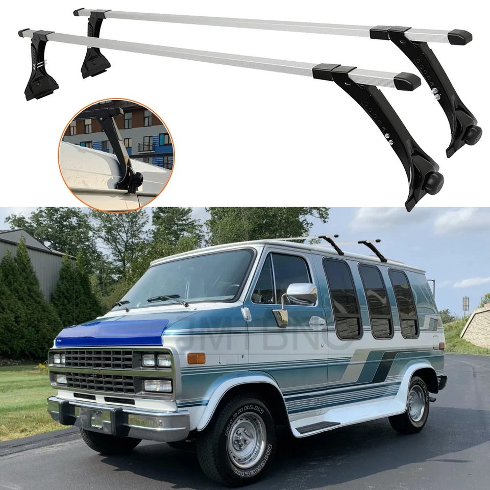 Barras transversales portaequipajes de techo para furgoneta 63" para kayak canalón de lluvia para Chevrolet G20 Foto 1 de 4