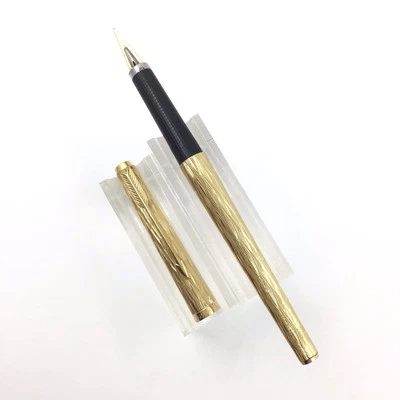 Parker 180 Flame Pattern Gold Plated Fountain Pen, 14k Gold Nib, VGC - Image 1 of 4