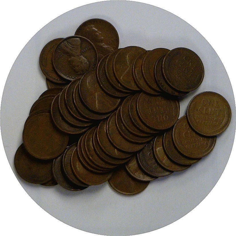 1909 1C Lincoln Wheat Cents 50 Coin Roll Circulated - Image 1 of 1