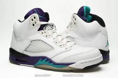 AIR JORDAN V 5 RETRO USADO TALLA 7.5 BLANCO ESMERALDA NUEVO UVA HIELO NEGRO 136027 108 Foto 1 de 4