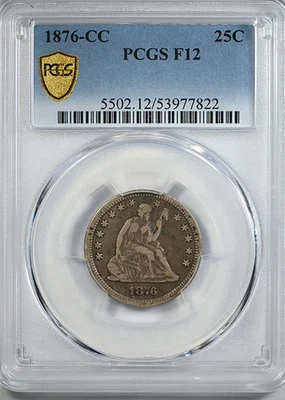 1876-CC Liberty Seated Quarter 25C PCGS F12 - Image 1 of 4