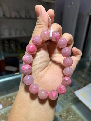 Pulsera de cuentas de rodonita rosa natural de 12 mm Argentina para mujer Foto 1 de 3
