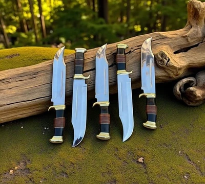 Lote de 5 piezas Cuchillo/Funda Bowie de Caza Cocodrilo Dundee Acero D2 Hecho a Medida Foto 1 de 4