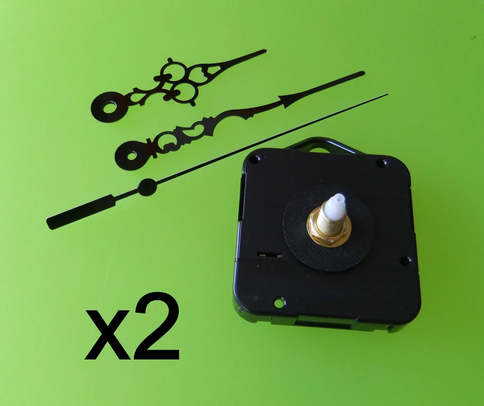 x2 mécanisme mecanisme mouvement horloge pendule aiguilles 6,80/9,80cm DIY - Photo 1/1