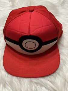 Pokemon Poke Ball Youth Snapback Hat Red And White Mesh One Size Cap Nintendo