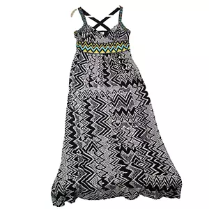 Maggy L Dress Womens 12 Maxi Digital Aztec Y2K Boho Festival Slinky Statement - Picture 1 of 8