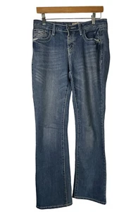 Earl Denim Jeans Womens Size 6 Blue Medium Wash Embroidered Pocket Boot Cut - Picture 1 of 7