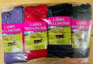 12 Pairs Ladies Plain Wellington Welly Boot Socks Women Walking Hiking Thermal - Picture 1 of 1