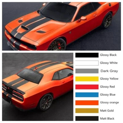 Kit de calcomanías de parachoques trasero techo capó rayas coche Dodge Challenger Racing Stripes Foto 1 de 4