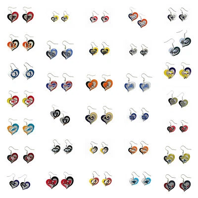 Swirl Heart Earring Dangle Charm NFL PICK YOUR TEAM - Image 1 of 4
