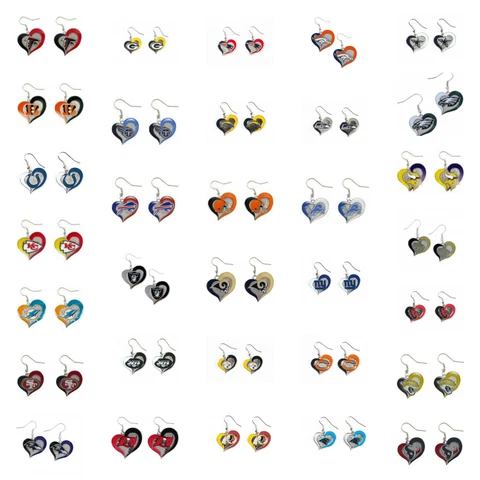 Swirl Heart Earring Dangle Charm NFL PICK YOUR TEAM Cover