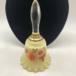 CRISTAL WESTMORELAND DE COLECCIÓN CAMPANA DE VIDRIO CON ESTUCHE DE NATILLAS DE NIEBLA AMARILLA CON FLOR DE PAJA 5" - Imagen 1 de 8