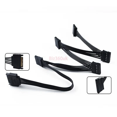 15Pin 1 Male To 5X SATA Female Power Connector Splitter SATA Cables - Image 1 of 4