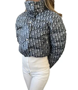 Christian Dior Vintage Trotter Monogramm Logo Pufferjacke #40 blauer Reißverschluss RankAB - Bild 1 von 11