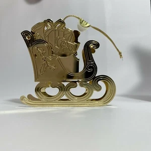 Slitta vintage vecchio stile ottone ornamenti saluti americani - Foto 1 di 12