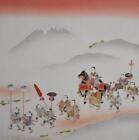 CHARMING LARGE VINTAGE JAPANESE PRINTED TEXTILE FABRIC DYEING FRAMED ARTWORK