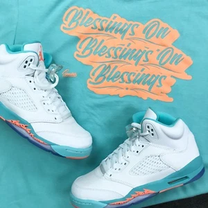 Shirt To Match Jordan 5 Light Aqua Crimson - Blessings Shirt - Picture 1 of 1