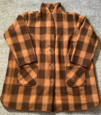 Chaqueta Joan Rivers para mujer 3XPlaid negra forrada marrón dos tonos bolsillos con botones Foto 1 de 4