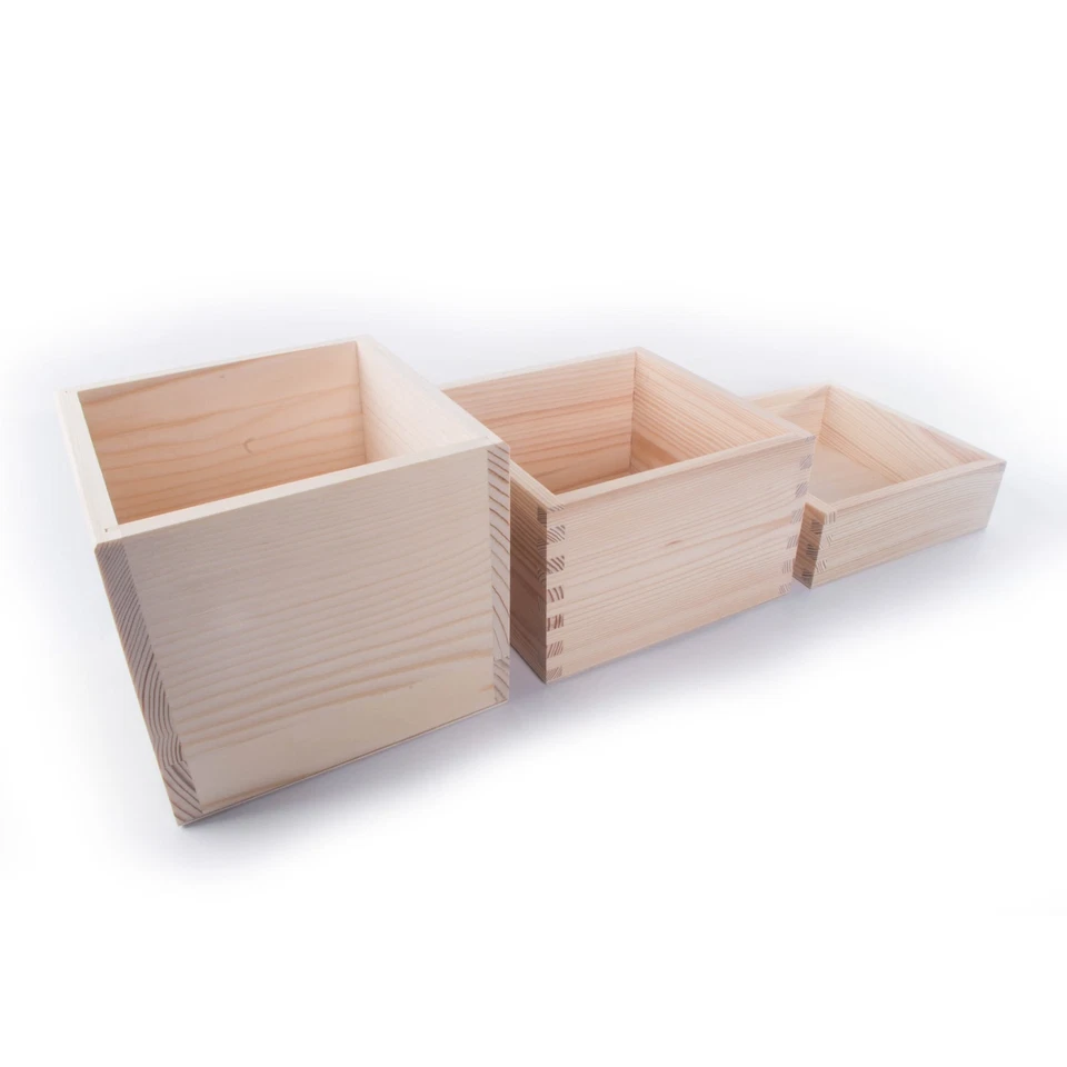 Plain Square Open Top Boxes / Non-Lidded Display Containers / 3 Sizes / Craft  - Image 1 of 1