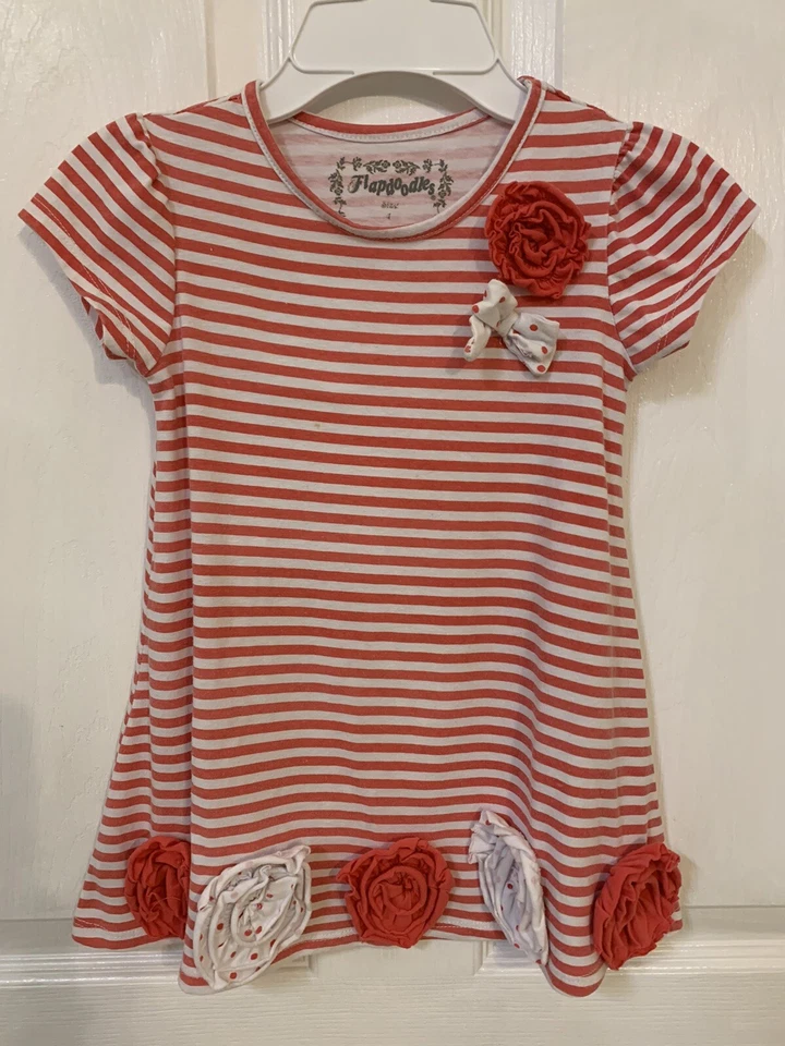 Flapdoodles Little Girls 4码蝴蝶结连衣裙 — 第 1/1 张图片