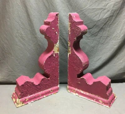 Pair Antique Wood Corbel Roof Bracket Victorian Shabby Magenta VTG Chic 71-25B - Image 1 of 4