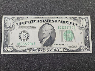 🌟 FR#2008 $10 1934-C Federal Reserve Note NEW YORK DGS Dark Green Seal UNC - Image 1 of 4