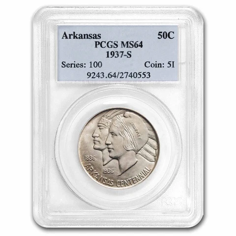 1937-S Arkansas Half Dollar Commemorative MS-64 PCGS - SKU#188731 Cover