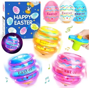 Light Up Easter Eggs Toy Gifts for Kids, 6 Easter Egg Spinning Tops with Flash - Picture 1 of 4
