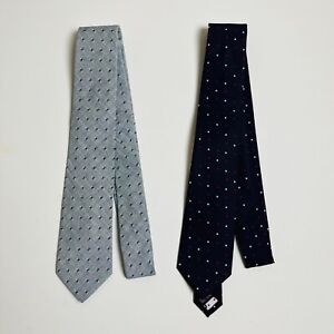 Lot of 2 Neck Tie for Men Jordan Jasper Polka Dots Gray & Navy Blue NEW UNUSED
