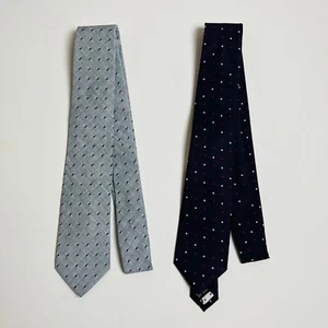 Lot of 2 Neck Tie for Men Jordan Jasper Polka Dots Gray & Navy Blue UNUSED  NEW - Picture 1 of 6