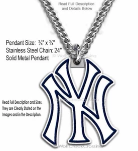 FREE SHIP - NEW YORK YANKEES NECKLACE STAINLESS STEEL CHAIN SPORTS BASEBALL CB' - Picture 1 of 14