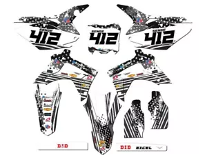2013-2016 CRF 450 R MERICA Grey Senge Graphics Kit Compatible with Honda - Picture 1 of 10