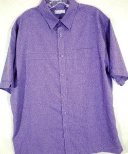 Cafe Luna-Mens Short Sleeve Casual Button Down Shirt-Large-Purple! - Picture 1 of 7