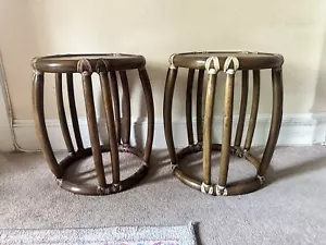McGuire San Francisco Bamboo/Rattan Drum Stool/Drink Table - Picture 1 of 5
