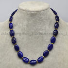 Natural Dark Blue Sapphire 13x18mm Oval Gemstone Spacer Beads Necklace 18''